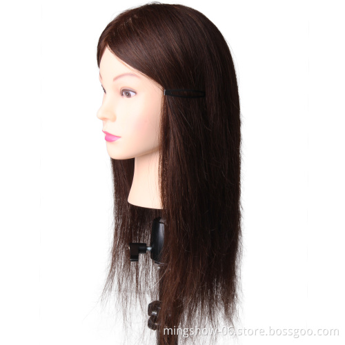 Professional Hairdressing Training Mannequin Practice Head Black Hair Dolls Barber Salon Hairstyling Training Manikin Heads